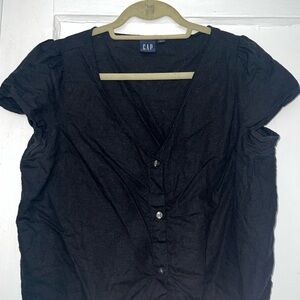GAP Women's Linen Black Button-Up Top